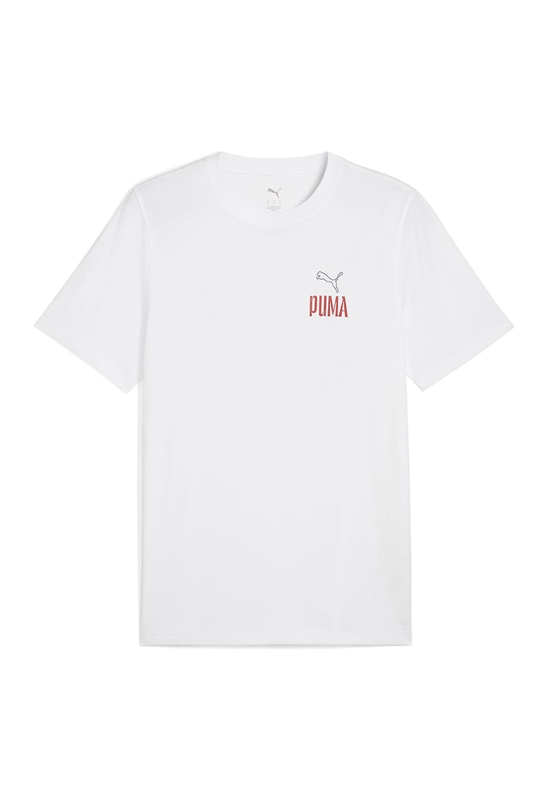Tricou cu decolteu la baza gatului si imprimeu text - Alb/Negru