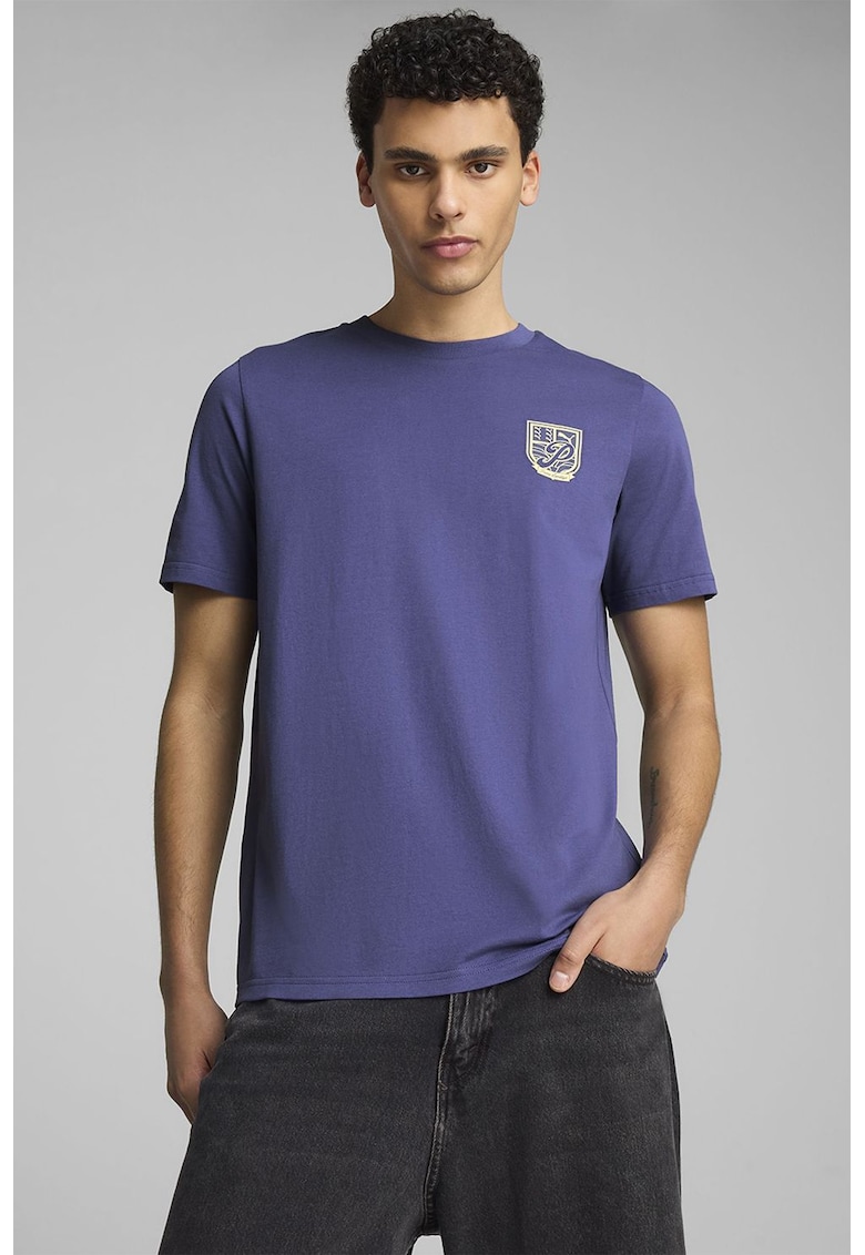 Tricou de bumbac cu imprimeu pe partea din spate - Violet/Bej