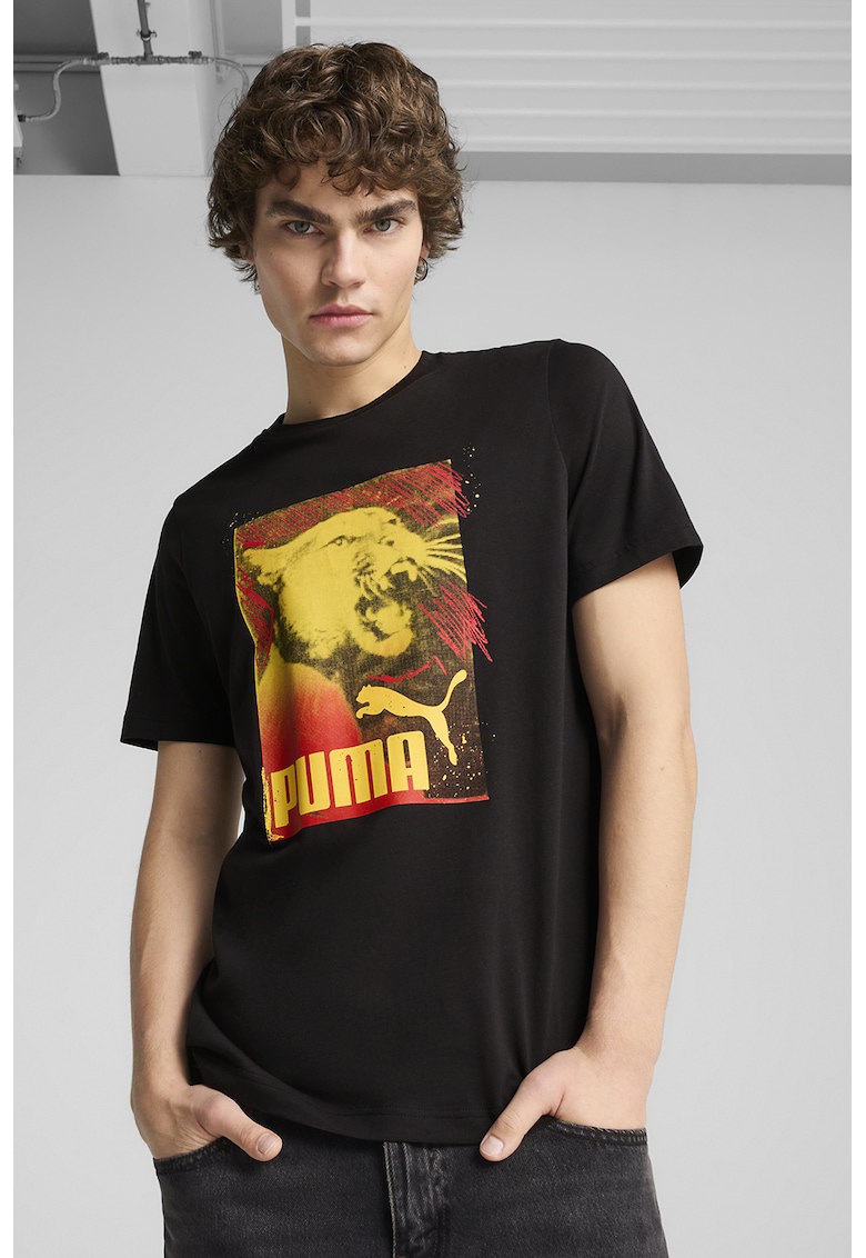 Tricou cu imprimeu logo - Rosu/Negru/Galben sofran