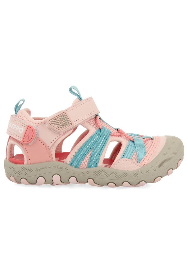 Sandale fisherman cu velcro - Roz deschis/Albastru glaciar