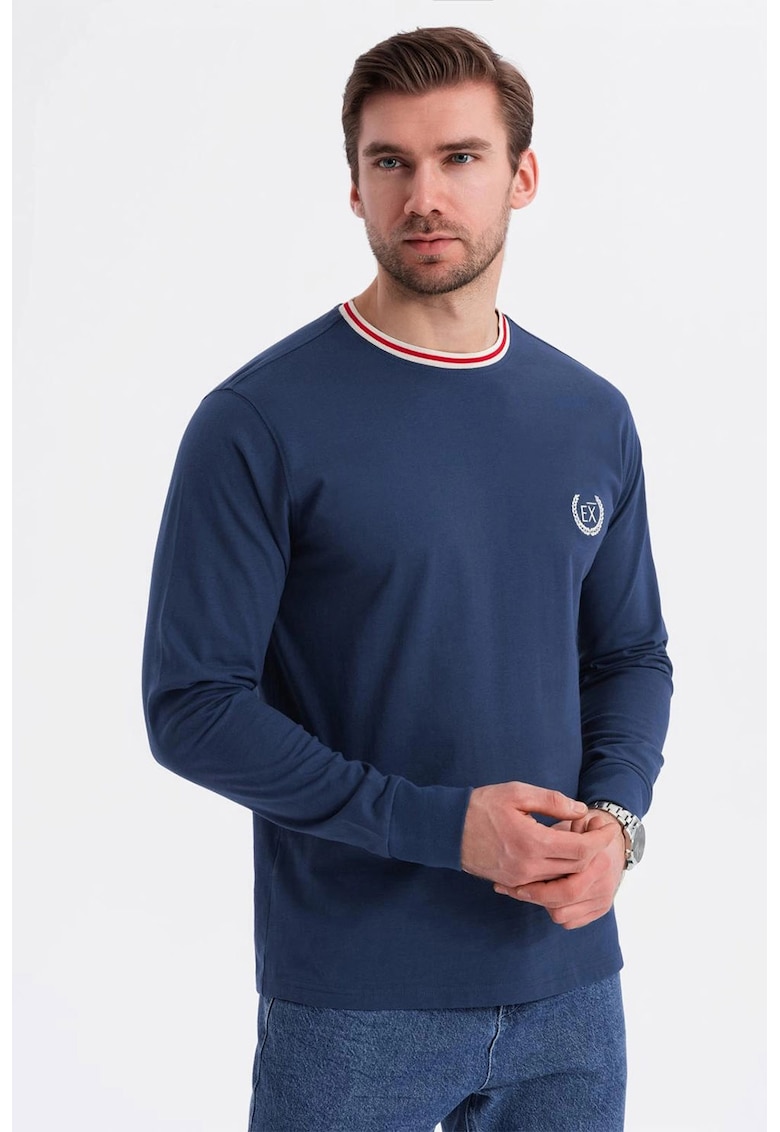 Bluza de bumbac cu logo - Bleumarin