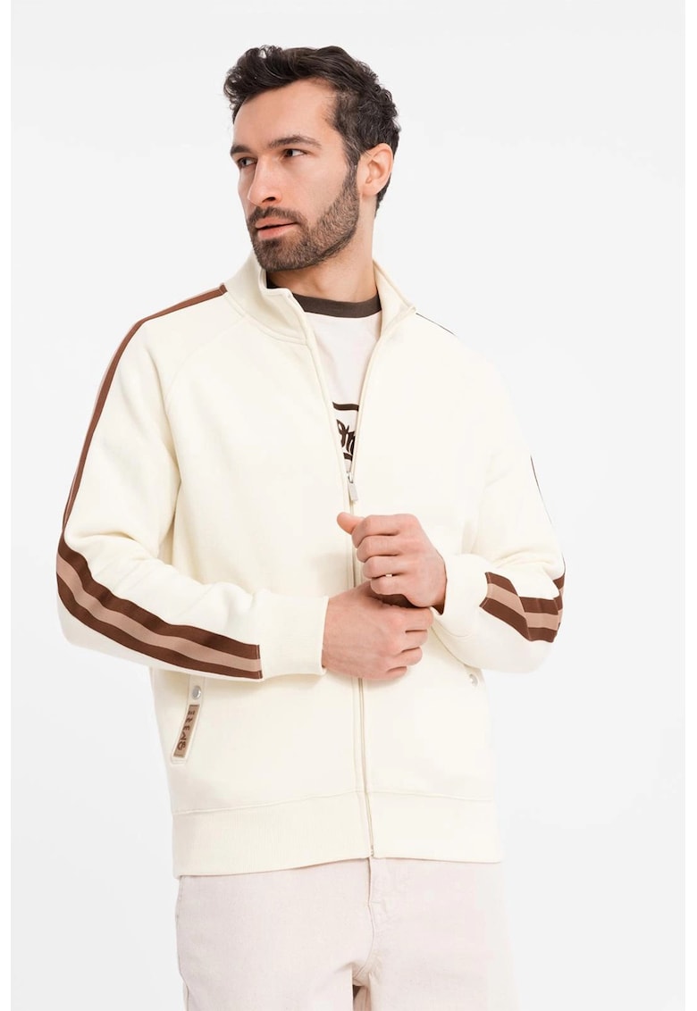 Bluza de trening cu fermoar si buzunare laterale - Crem