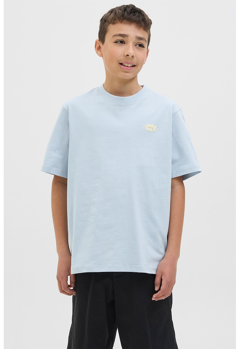 Tricou lejer din amestec de bumbac organic - Albastru azur