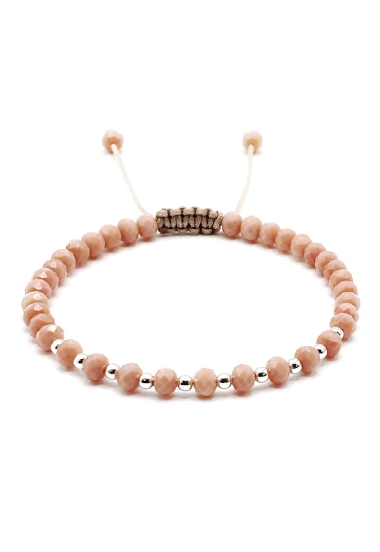 Bratara cu bile din Argint 925 si cristale Bej Rose - barbat