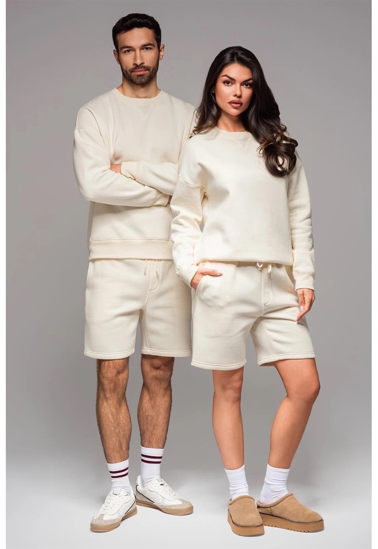 Bluza de trening unisex cu maneci cazute - Crem