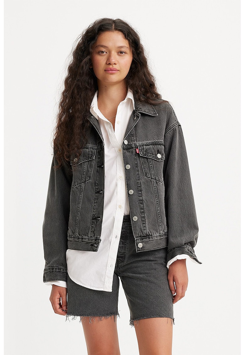 Jacheta relaxed fit din denim 90's Trucker - Negru stins