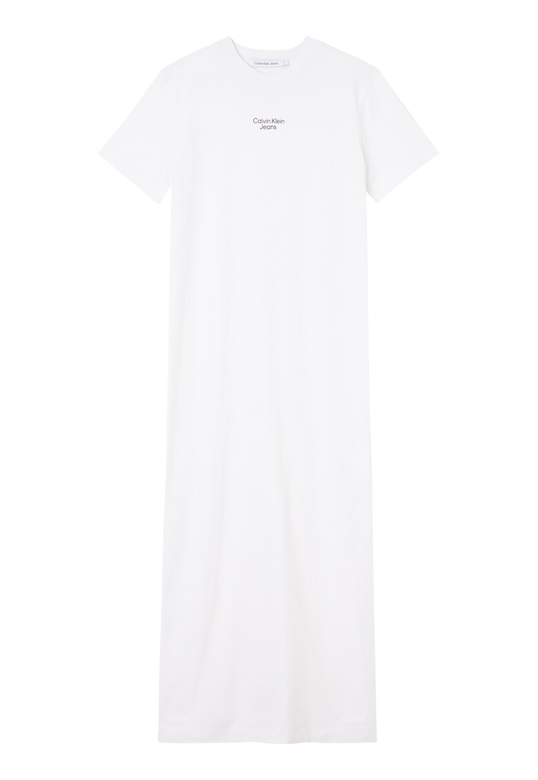 Rochie tip tricou de bumbac organic cu slituri laterale - Alb