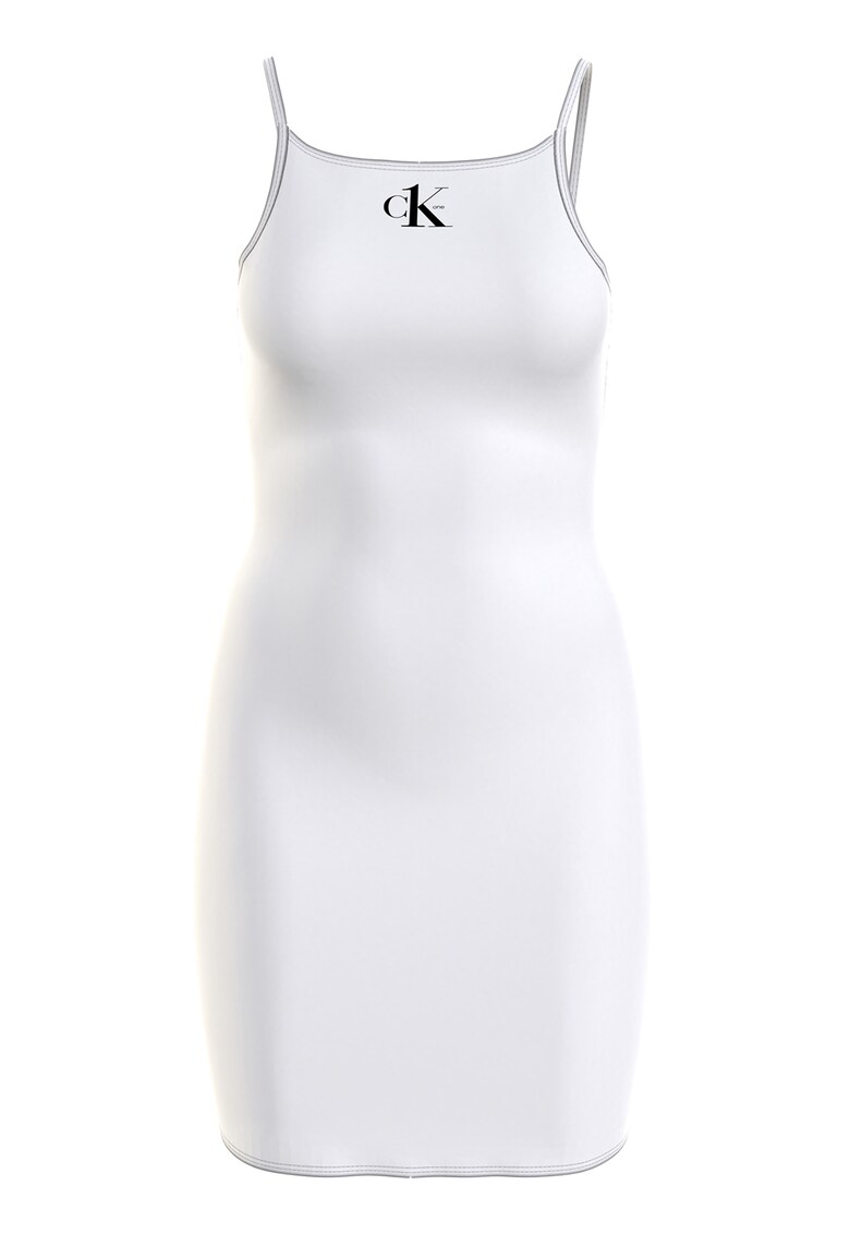 Rochie de plaja din bumbac organic cu bretele inguste - Alb