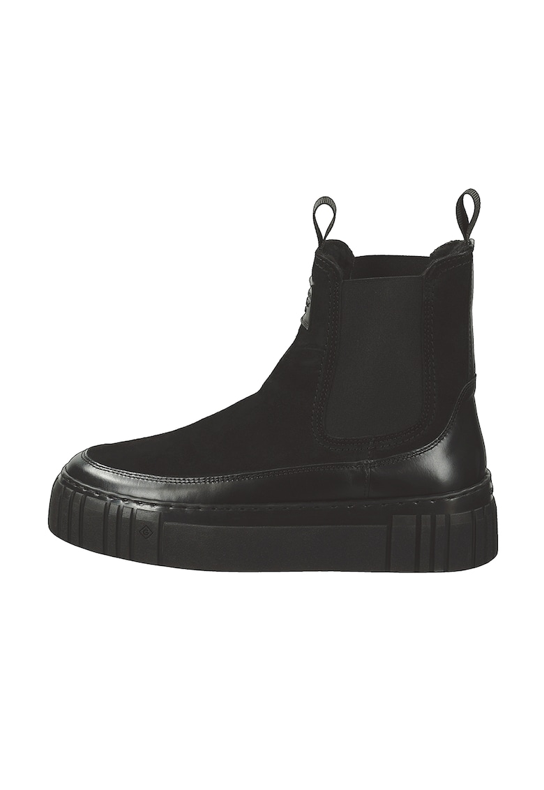 Ghete Chelsea de piele intoarsa si piele - Negru