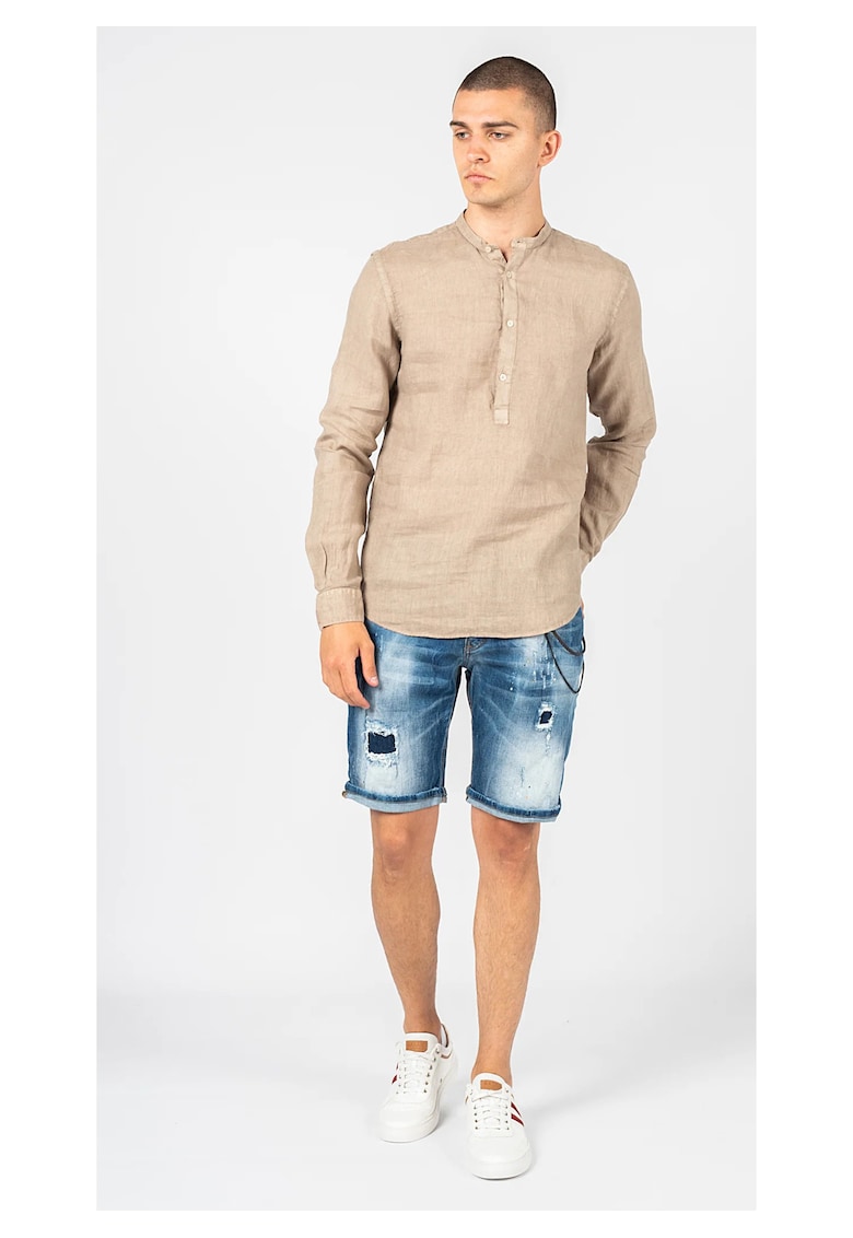 Bluza uni cu fenta cu nasturi -