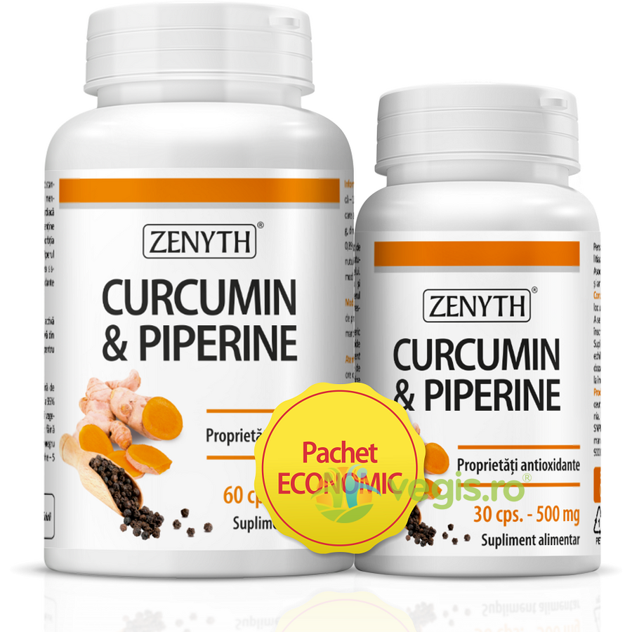 Pachet Curcumin & Piperine 500mg 60cps+30cps