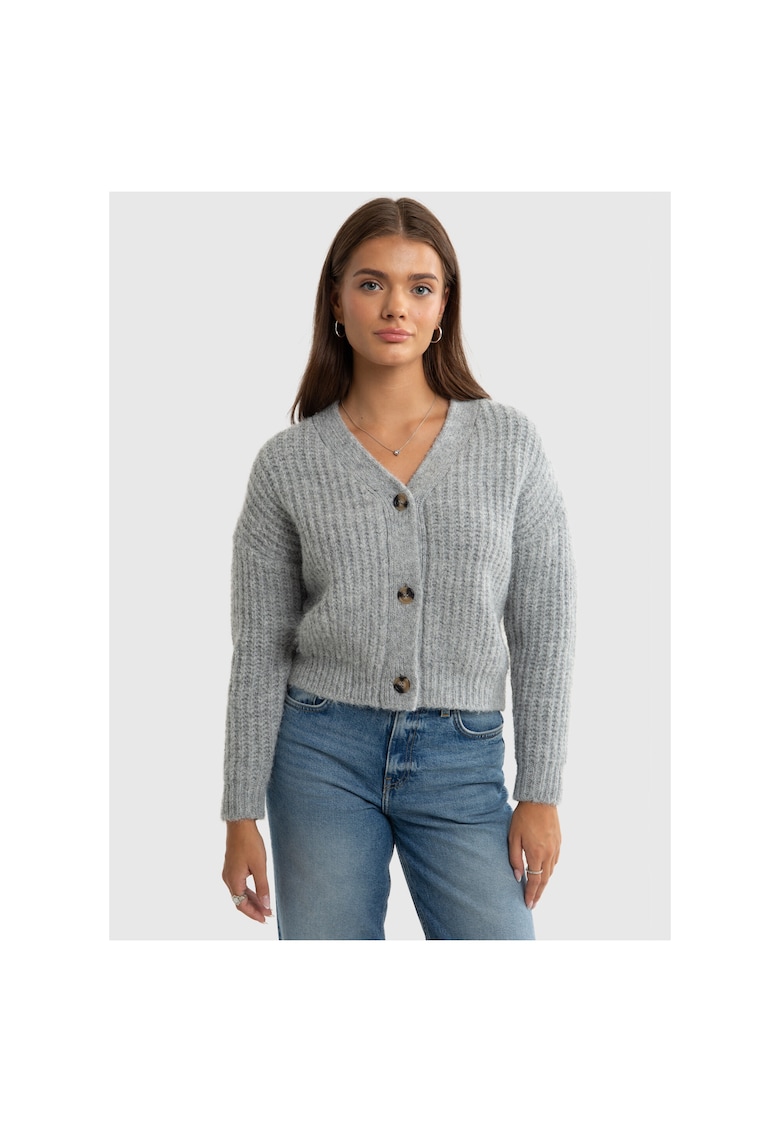 Oferte la Cardigan scurt cu nasturi si textura striata