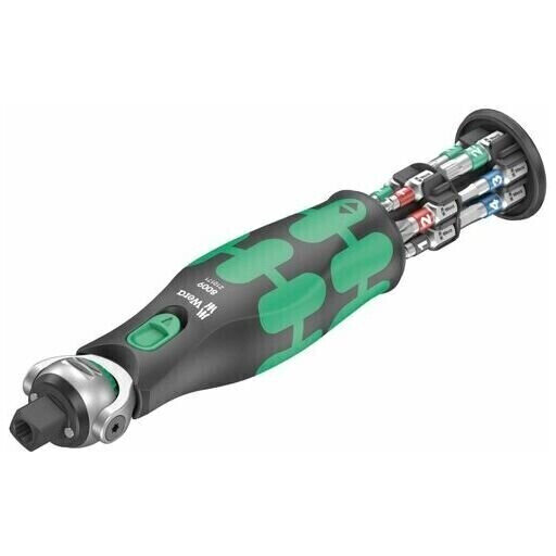 8009 Zyklop Pocket Set 1, 13-piece, bit set (black/green, reversible ratchet for 3/8, 1/4)