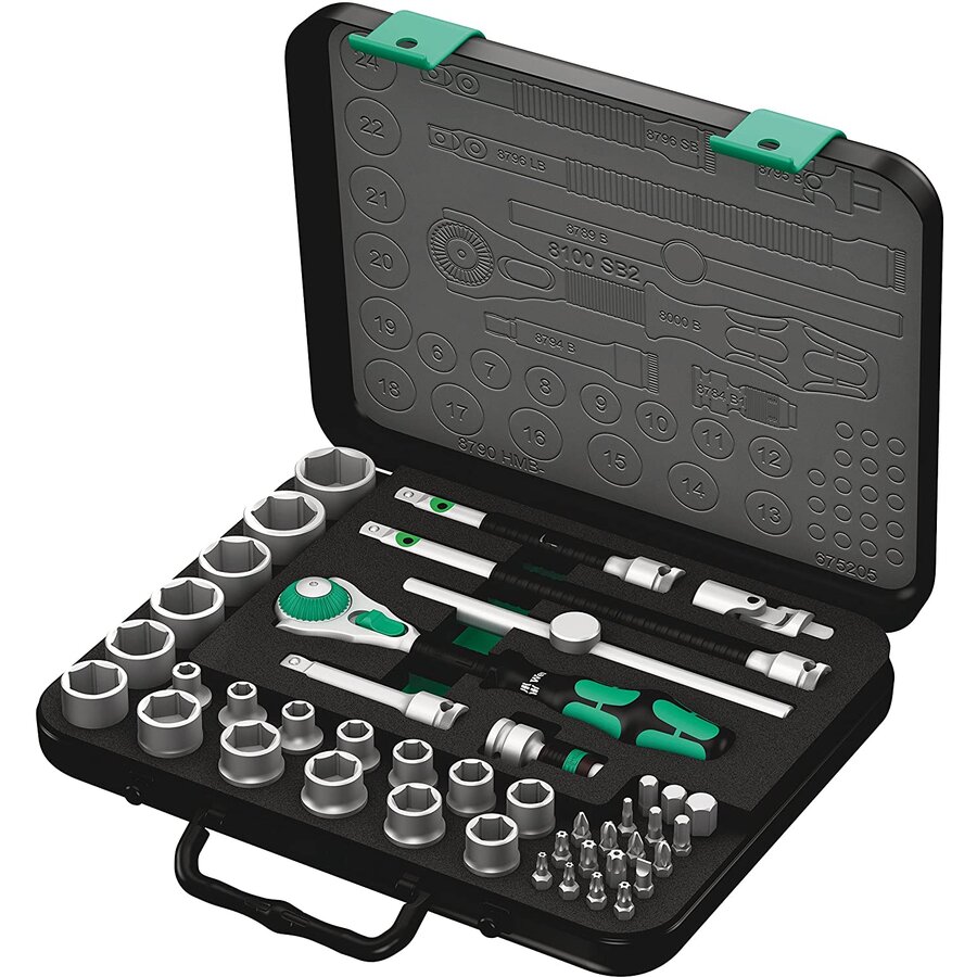 Zyklop Speed ratchet set 8100 SB 2, 3/8, 43 pieces, tool set (with pivoting head)