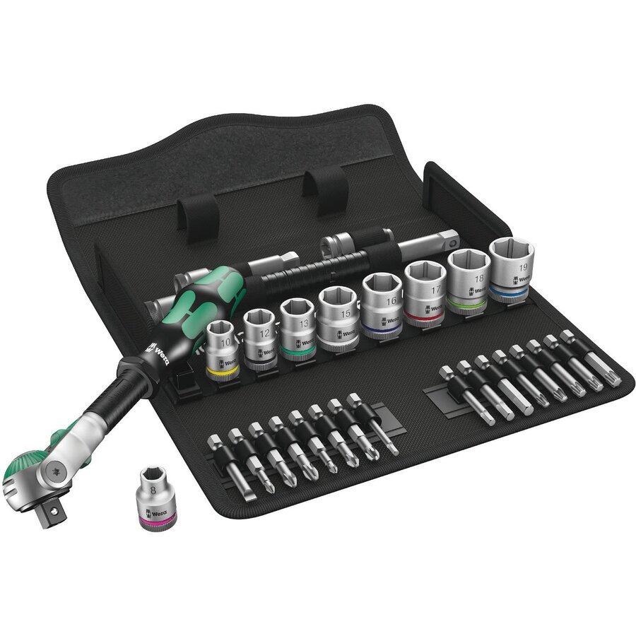 Zyklop Speed ratchet set 8100 SB 6, 3/8, 29 pieces, tool set (speed ratchet with swiveling head)