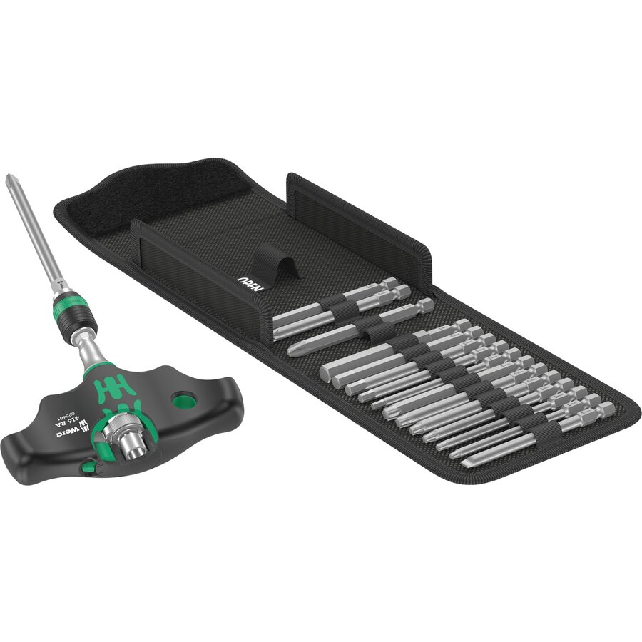 Kraftform Kompakt 400 RA Set 1, with ratchet function, bit set (black/green, 1/4, 17 pieces)