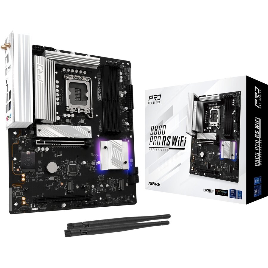 Placa de baza B860 Pro RS WiFi - Socket 1851 - motherboard (white)
