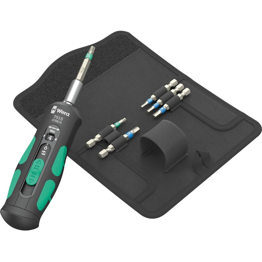 torque screwdriver 7515/7 Kraftform Safe-Torque Speed Bicycle 1 black/green, 7-piece, in a robust folding case
