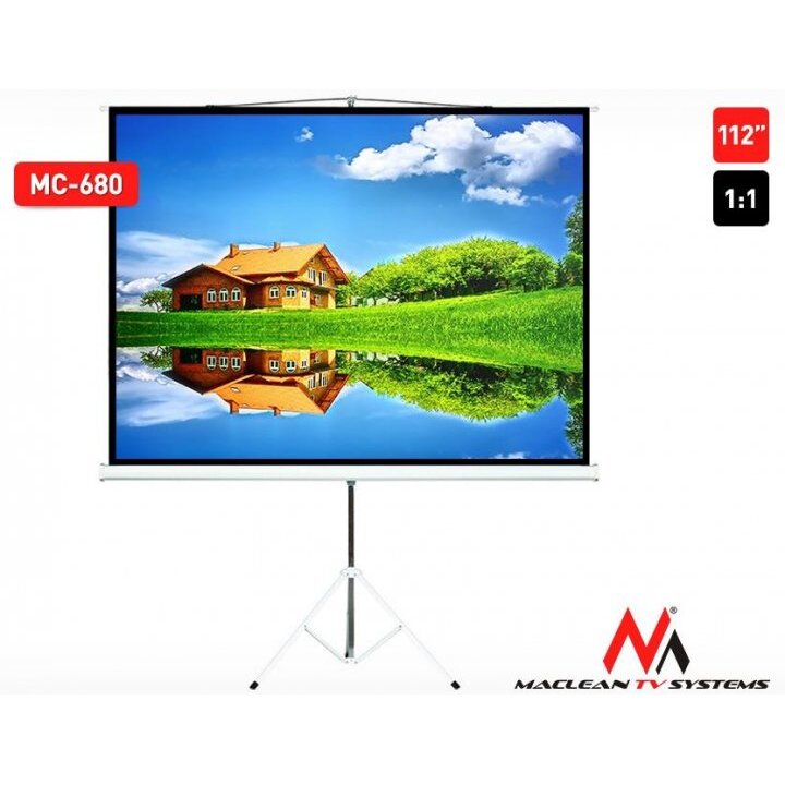 Maclean Mc-680 Economy Budget Portable Tripod Projection Screen 112'' 1:1 200x20