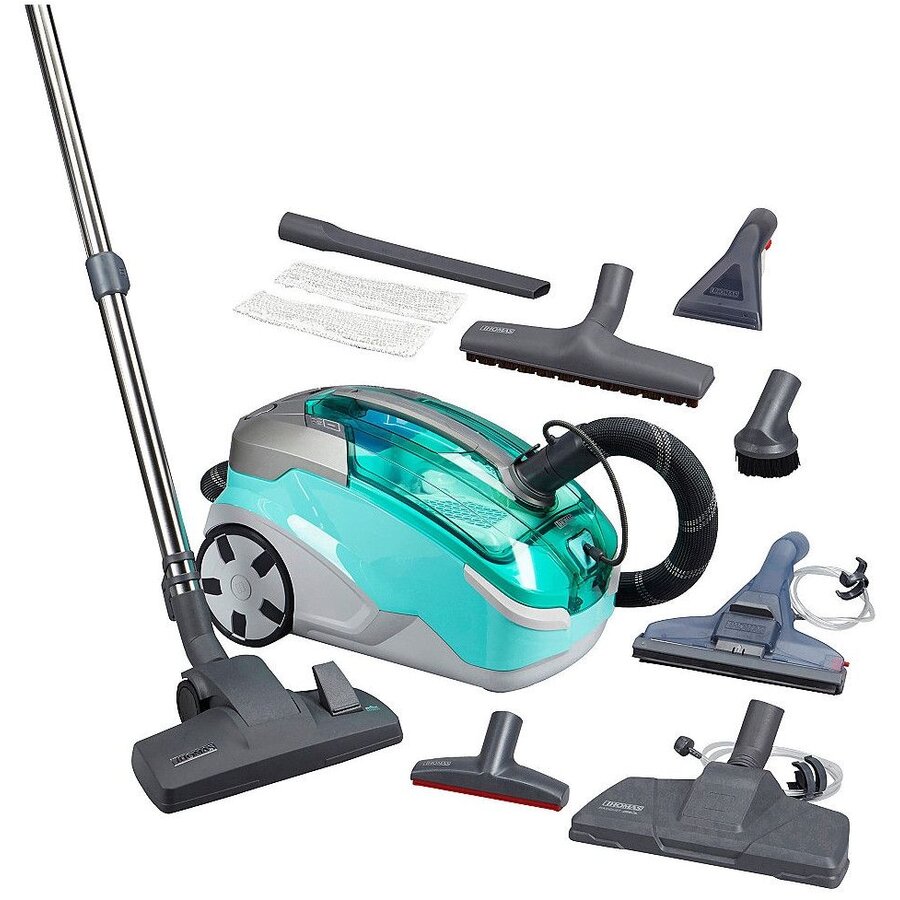 Aspirator cu filtrare prin apa Thomas Multi Clean X10 Parquet 788577, 1400 W, 3 trepte de viteza, filtru lavabil HEPA13, sac XXL praf 6 L, Verde