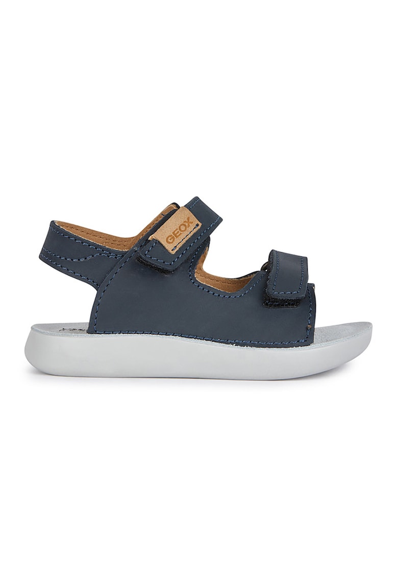 Sandale din piele nabuc cu inchidere velcro - Bleumarin