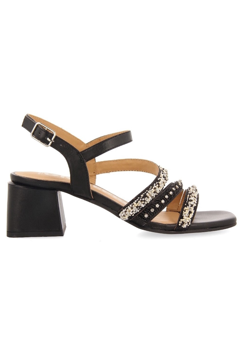 Sandale de piele cu margele BALAO 28331 - Negru