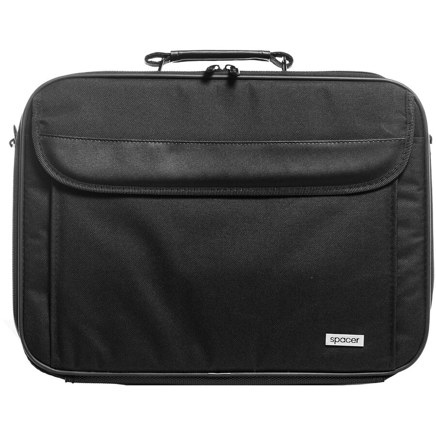 Geanta notebook 16' SPACER Fritz, nylon 600D, curea umar ajustabila, black