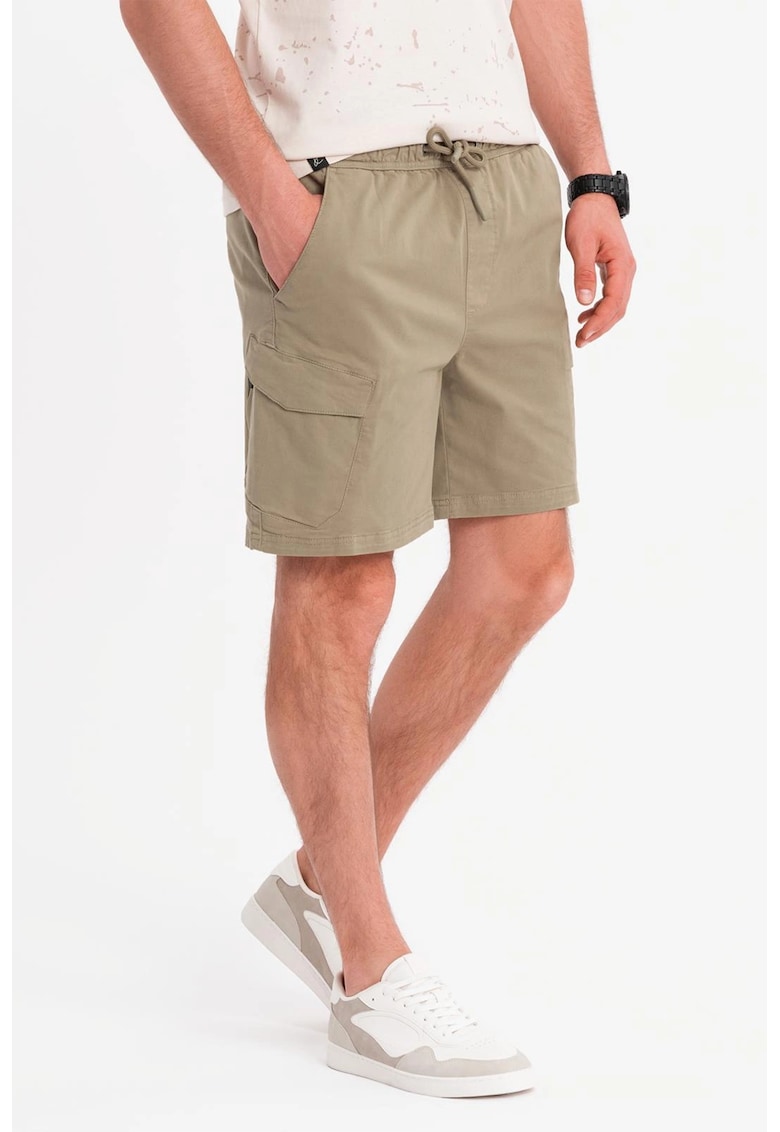 Pantaloni scurti cargo cu snur de ajustare - Verde pal
