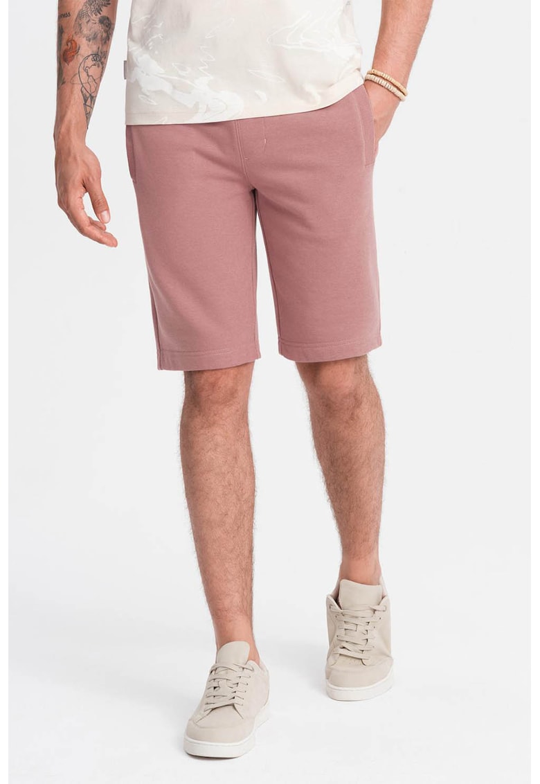 Pantaloni scurti de bumbac cu talie ajustabila - Roz