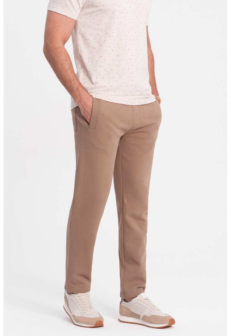Pantaloni de trening slim fit cu buzunare laterale - Maro camel