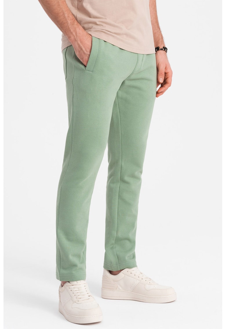 Pantaloni de trening slim fit cu buzunare laterale - Verde aquamarin