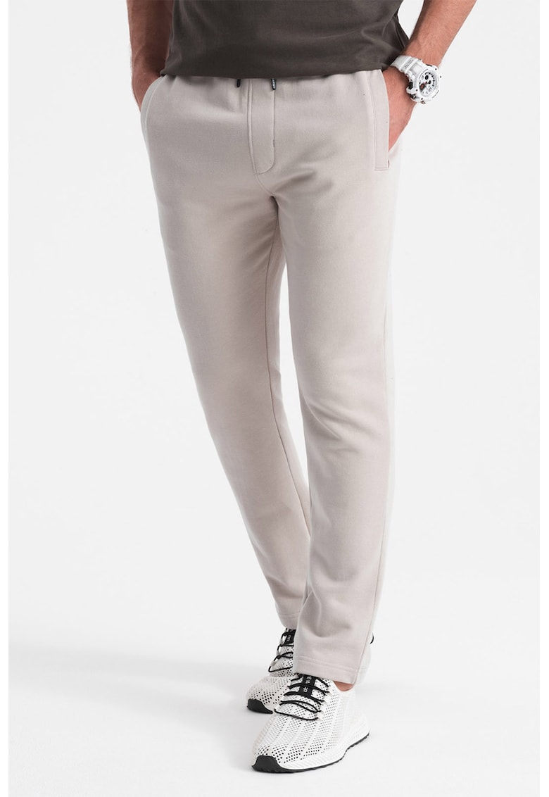 Pantaloni de trening slim fit cu buzunare laterale - Bej deschis