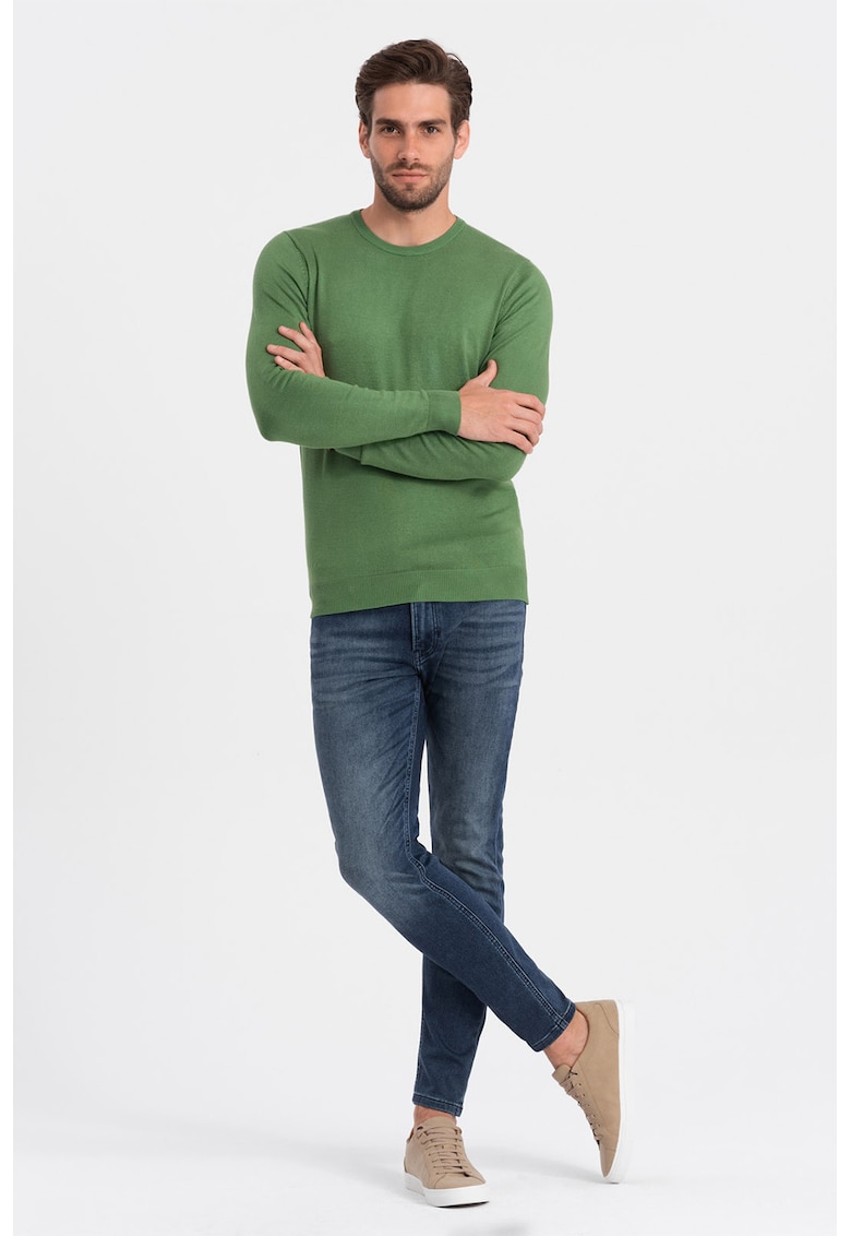 Bluza uni cu decolteu la baza gatului - Verde fistic