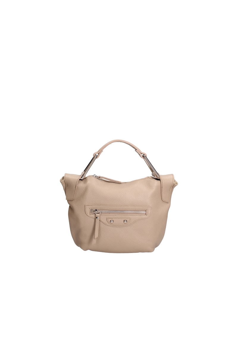 Geanta crossbody din piele cu bareta ajustabila - Maro taupe