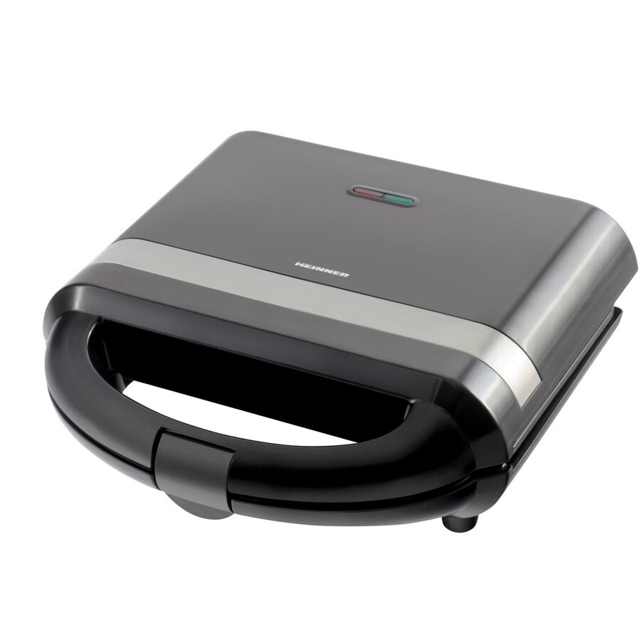 Sandwich maker Heinner SM-H700BK, 700 W, placi antiadezive fixe tip grill, Negru