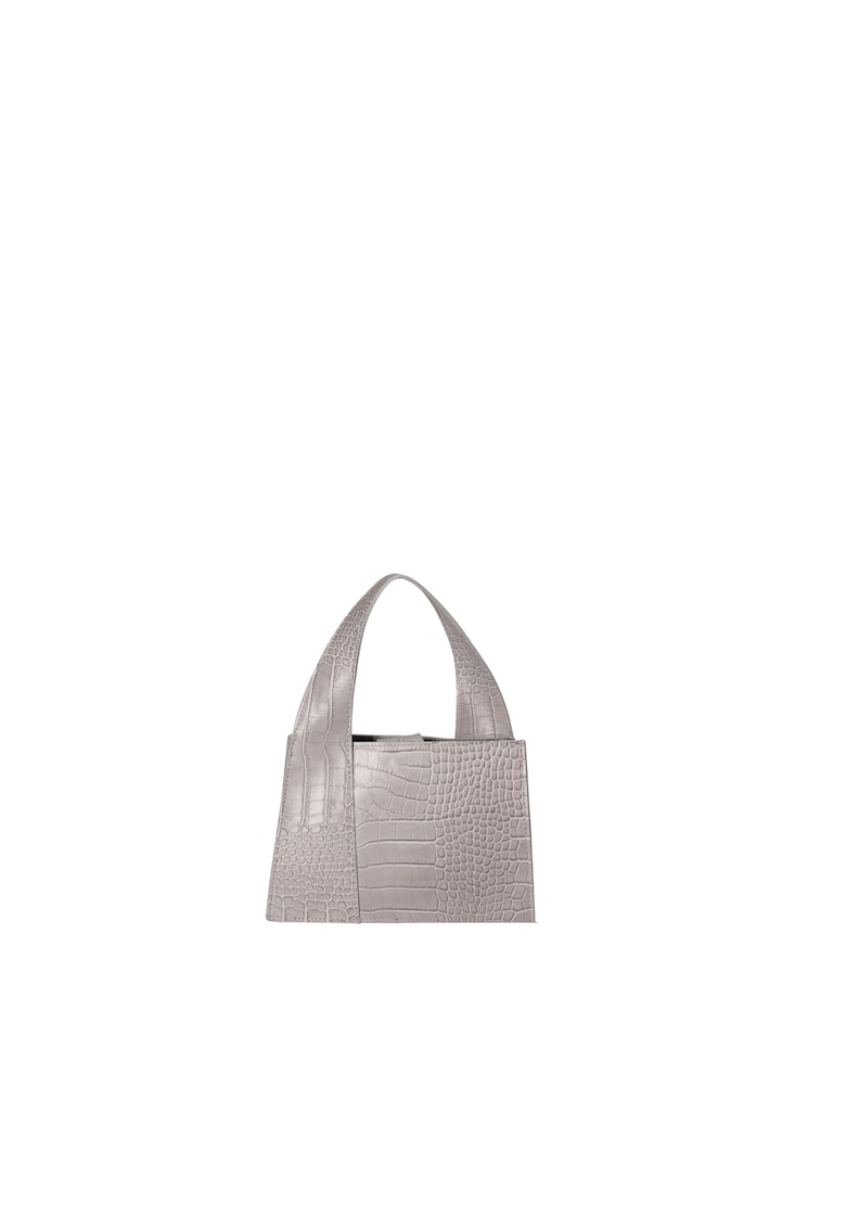 Geanta de piele cu maner si model piele de reptila - Grey