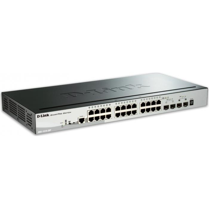 D-Link 28-Port 10/1000/1000 Mbps Gigabit Stackable Poe Layer 3 Smart Switch 2 10g Sfp+ Si 2 Sfp Porttal (Dgs-1510-28p)