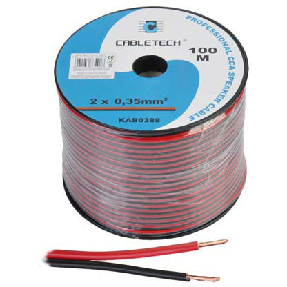 CABLU DIFUZOR CCA 2X0.35MM ROSU/NEGRU 100M