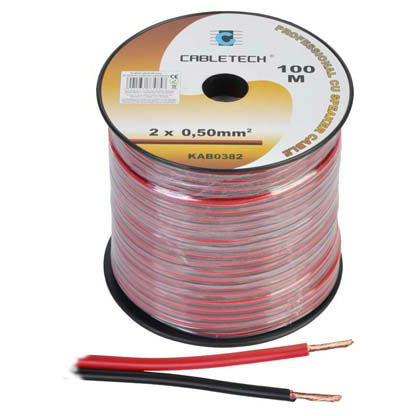 CABLU DIFUZOR CUPRU 2X0.50MM ROSU/NEGRU 100M