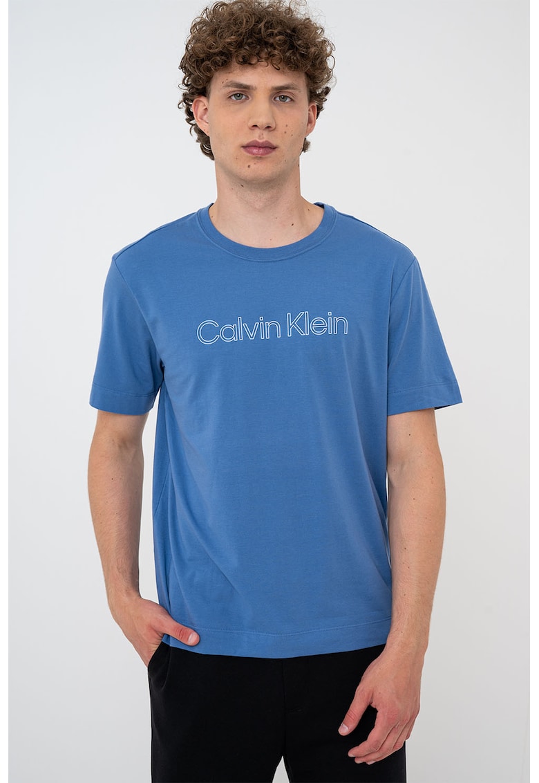 Tricou cu logo pentru antrenament - Albastru pastel/Alb optic