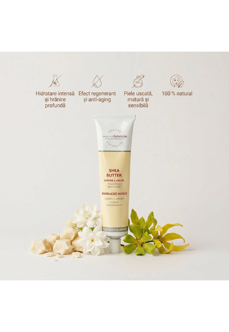 Unt de fata nutritiv - cu Unt de Shea - ulei Iasomie si Argan -  100 g - 100% natural - pentru pielea uscata - matura si sensibila - hidratare intensa si catifelare