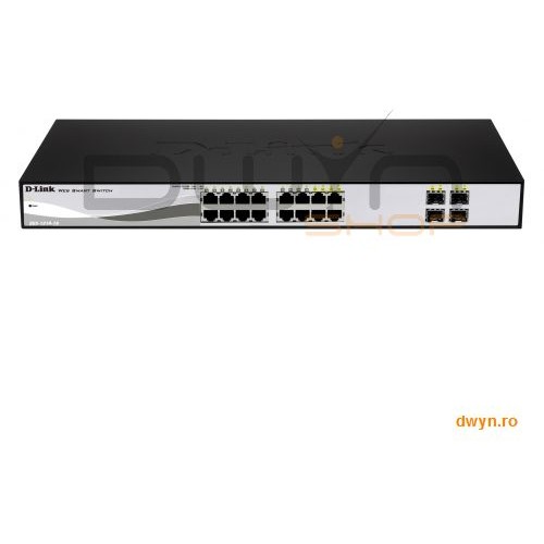 D-Link, Smart Switch 6 porturi 10/100/1000 Gigabit PoE, 2 porturi combo, Smart, Switching capacity 2