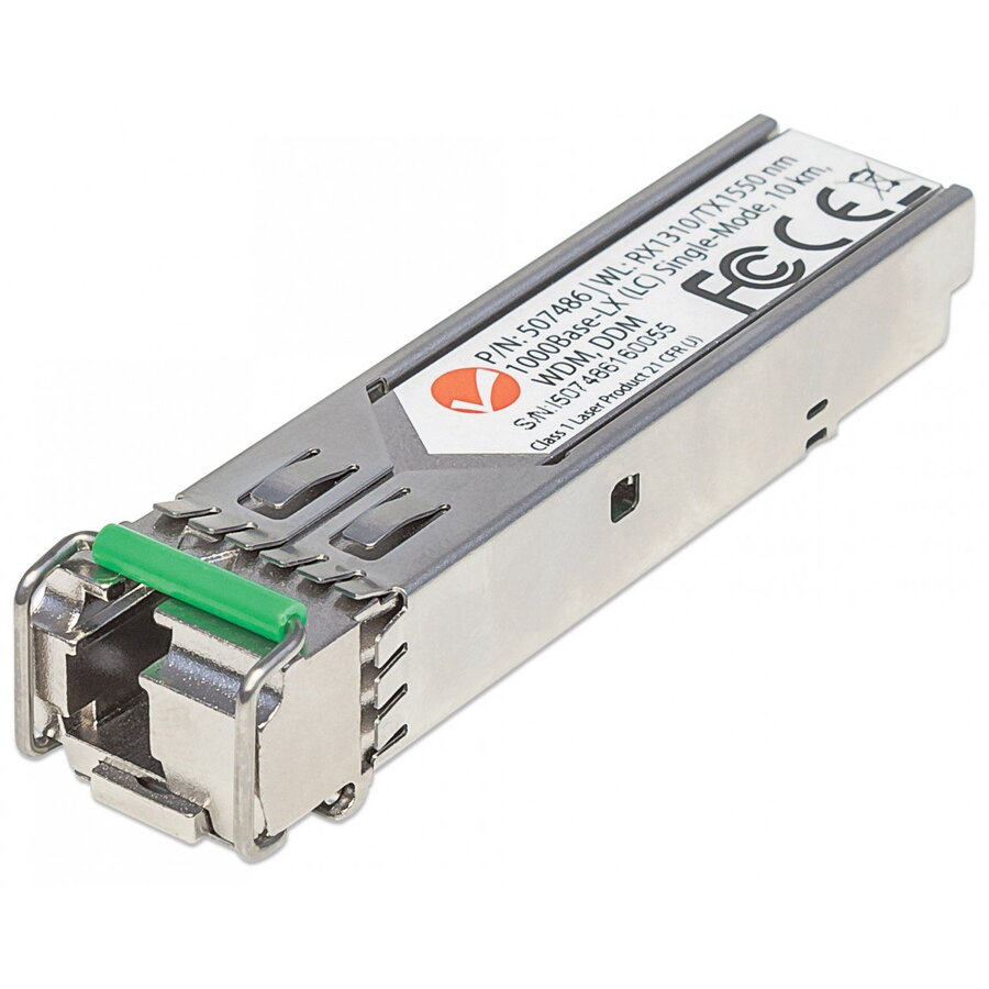 Modul transceiver optic SFP bidirecțional Intellinet Gigabit Fiber WDM, port single-mode 1000Base-Lx (LC), 10 km (6,2 mi.), WDM (Rx1310/Tx1550)