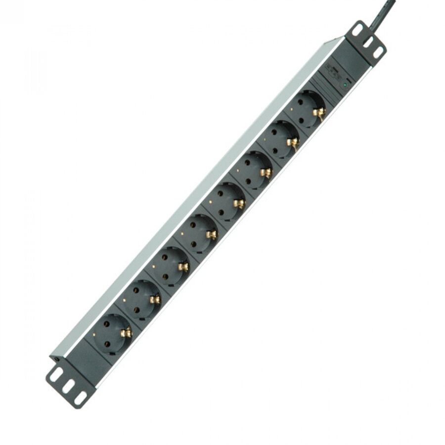 PDU Roline, 8 prize Schuko, 2300W, IEC C14, 1U, 19 inch, Aluminiu