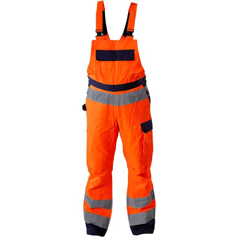 Pantalon reflectorizant cu pieptar / portocaliu - l