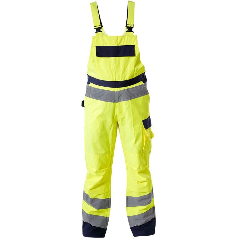 Pantalon reflectorizant cu pieptar / galben - s