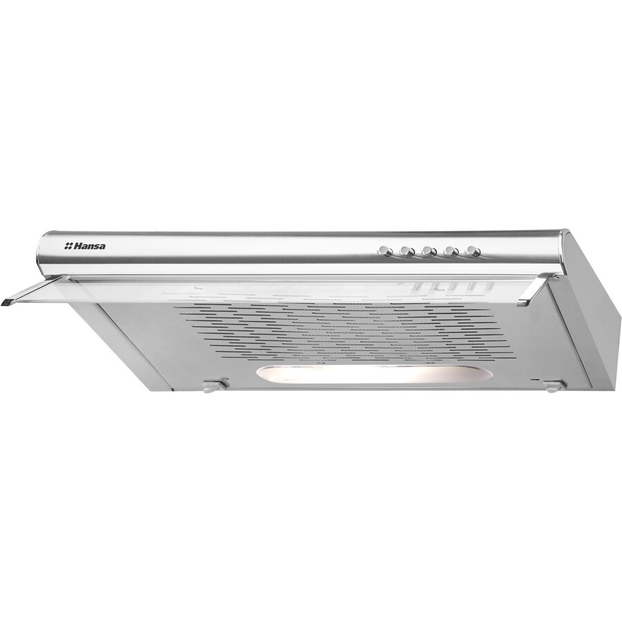 Hota traditionala Hansa, 60 cm, 200 cm3/h, 1 motor, 1 filtru aluminiu, 3 trepte, iluminare, argintiu