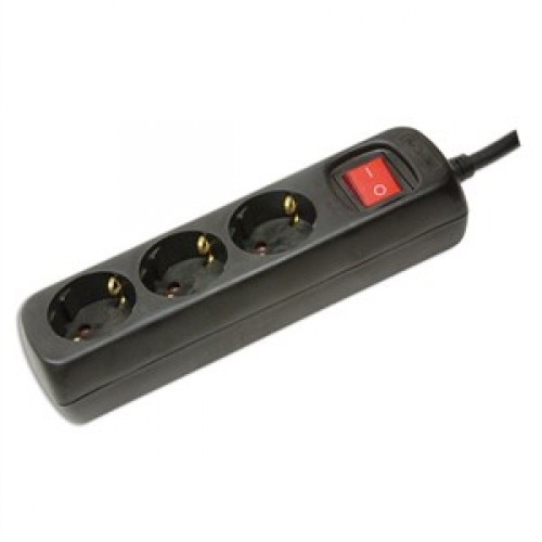 Prelungitor cu intrerupator, 3 prize, 1,4m, black, Logilink 'LPS206B'
