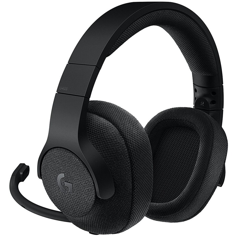 Casti gaming Logitech G433 surround 7.1, Negru