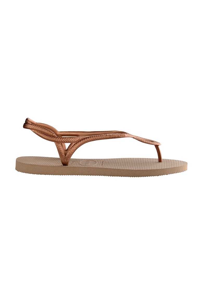 Sandale cu bareta separatoare si aspect texturat Luna - Maro bronz